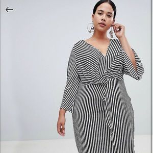 ASOS/Misguided Plus Stripe Twist Front Midi Dress